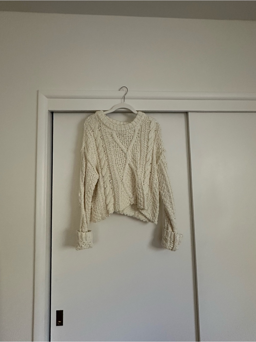 Free People Cream Cable Knit Women's Sweater